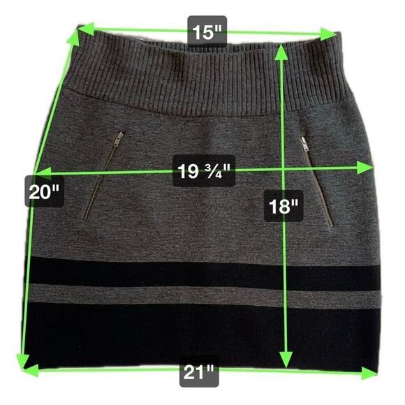 Ann Taylor LOFT Black & Gray Merino Wool Blend Sweater Skirt Zippers Size M NWOT - Picture 4 of 7